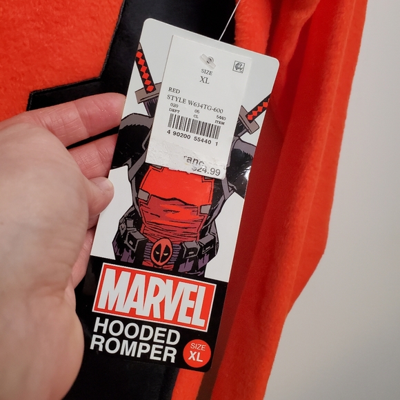 Marvel Deadpool Hooded Zip Up Romper Size XL - Picture 3 of 6